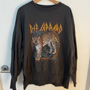 Abercrombie & Fitch Black Def Leppard Graphic Crewneck Sweater - Size L